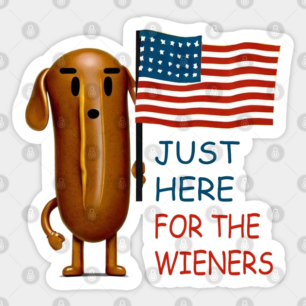 I'm just here for the wieners Sticker by Horizon Line Apparel
